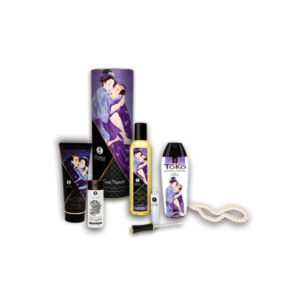 Coffret collection plaisirs charnels 5 produits Shunga + un collier de perles 